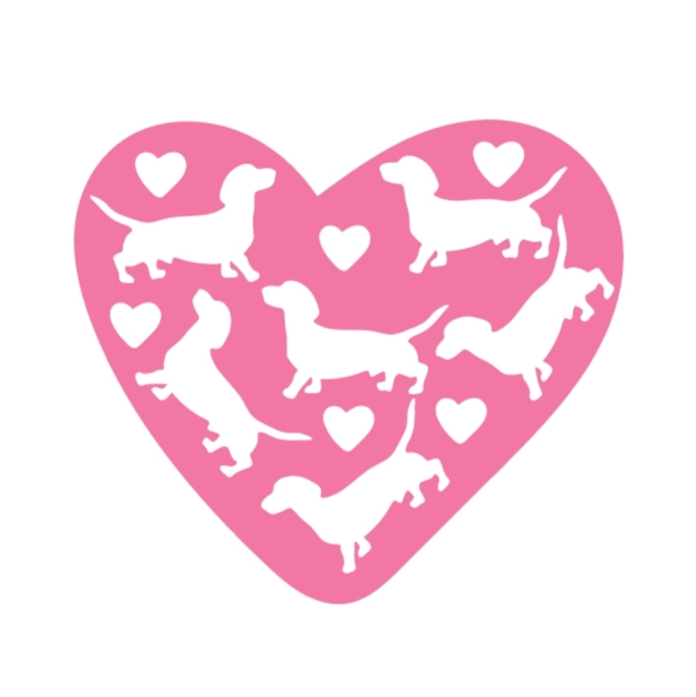 Pink Heart Love Dachshund Dogs Vinyl Graphic Auto Laptop Decal Animal Sticker